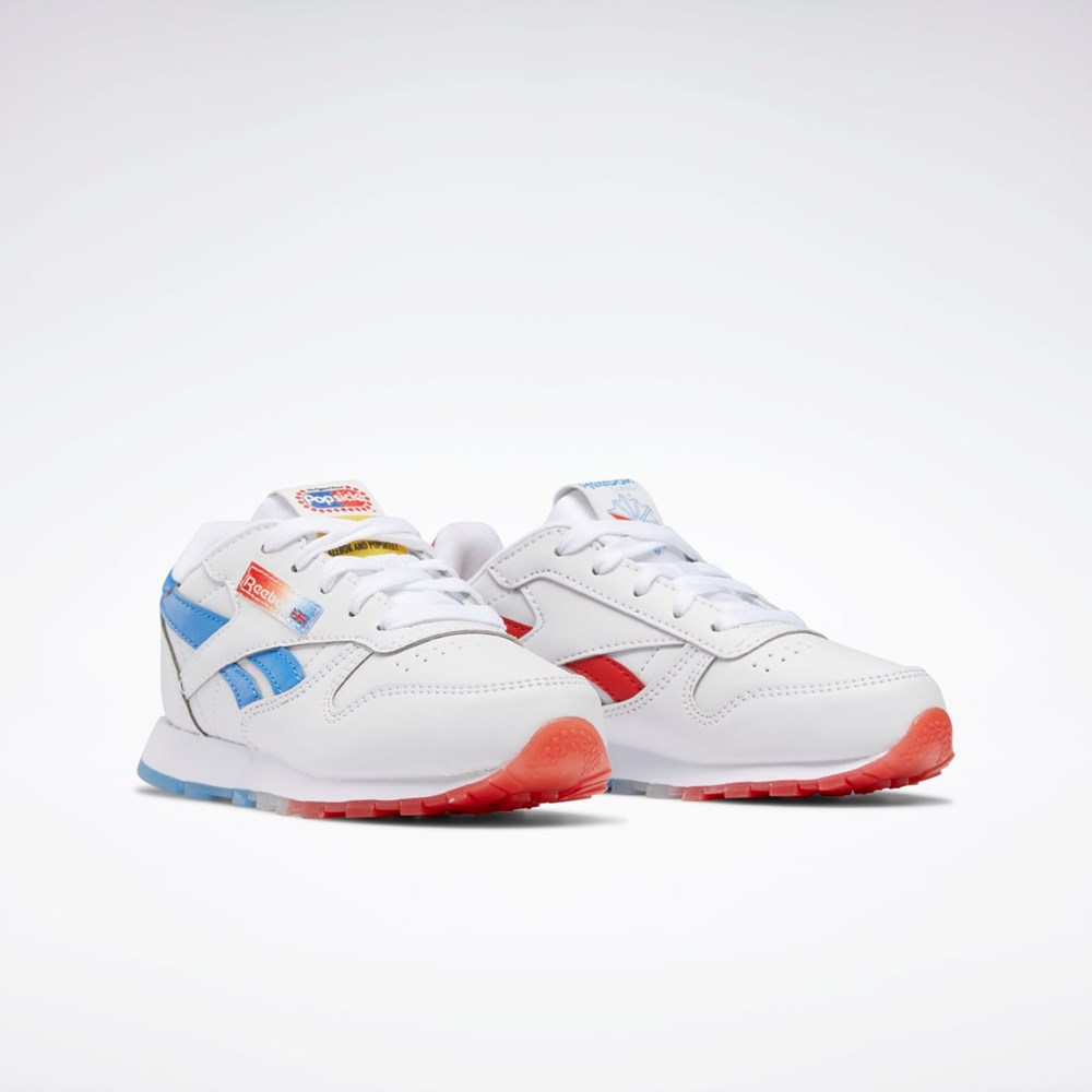 Reebok Popsicle Classic Leather Shoes - Preschool Białe Niebieskie Czerwone | WJBZ-65403