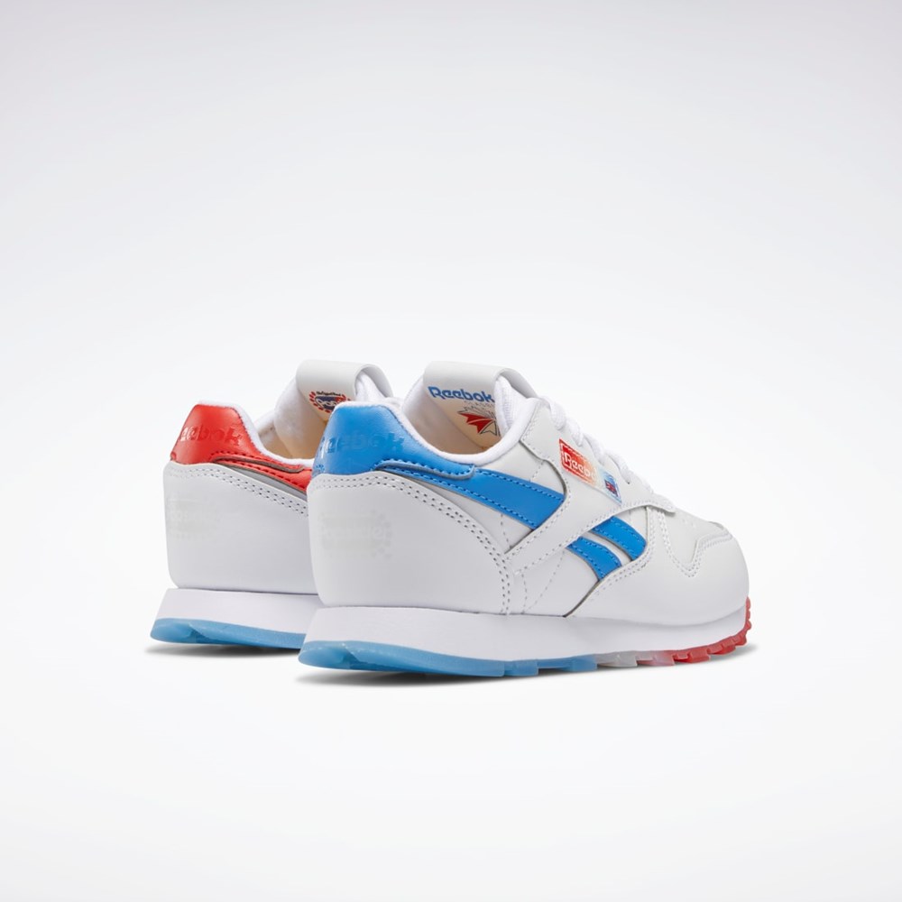 Reebok Popsicle Classic Leather Shoes - Preschool Białe Niebieskie Czerwone | WJBZ-65403