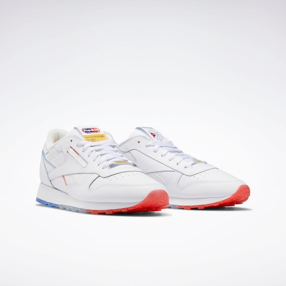 Reebok Popsicle Classic Leather Shoes Białe Niebieskie Czerwone | RPJQ-73425