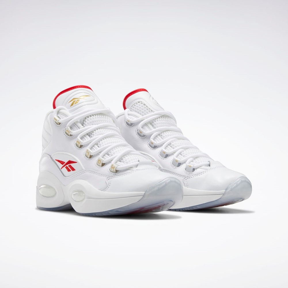 Reebok Question Mid Basketball Shoes Białe Białe Czerwone | ZEKX-73892