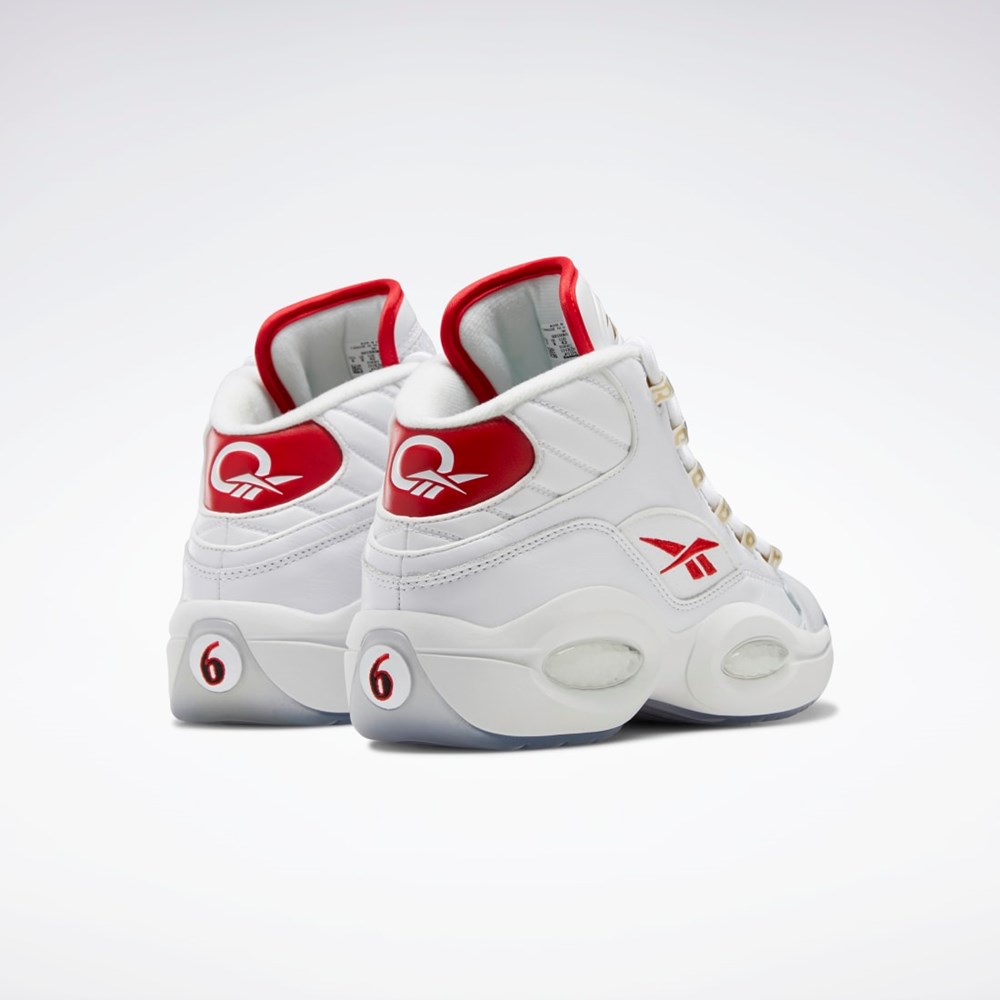 Reebok Question Mid Basketball Shoes Białe Białe Czerwone | ZEKX-73892