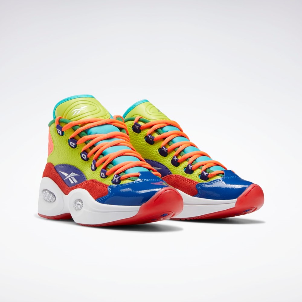 Reebok Question Mid Basketball Shoes - Grade School Pomarańczowe Żółte Fioletowe | ARPH-27950