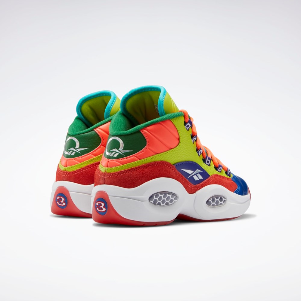 Reebok Question Mid Basketball Shoes - Grade School Pomarańczowe Żółte Fioletowe | ARPH-27950