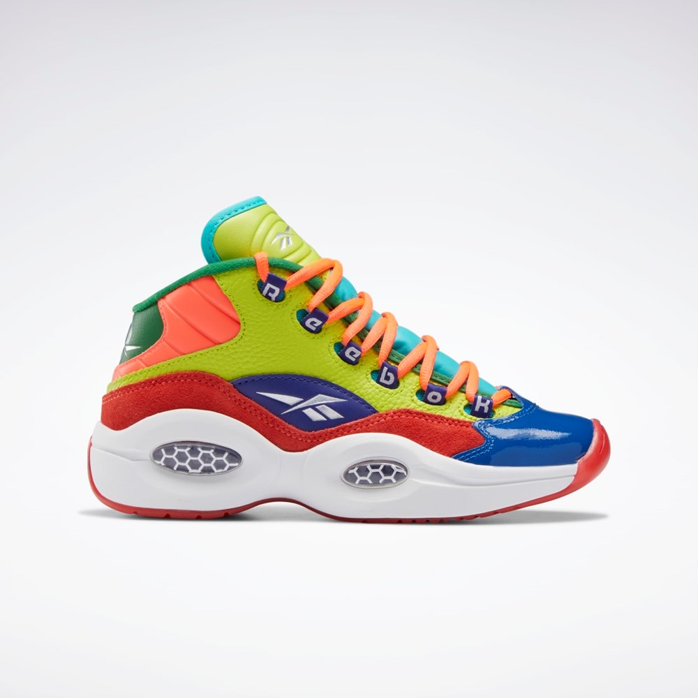 Reebok Question Mid Basketball Shoes - Grade School Pomarańczowe Żółte Fioletowe | ARPH-27950