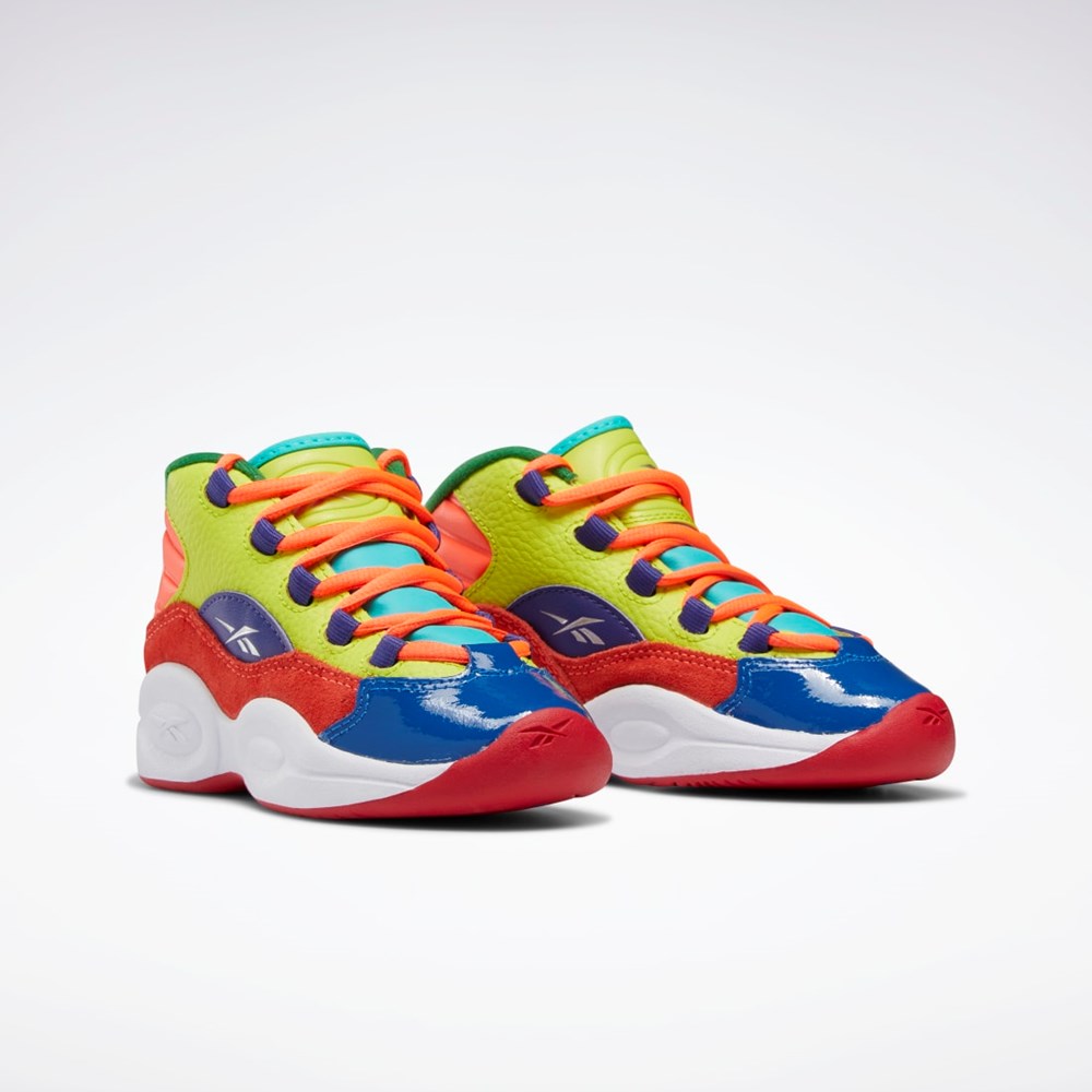 Reebok Question Mid Basketball Shoes - Preschool Pomarańczowe Żółte Fioletowe | XRNJ-54290