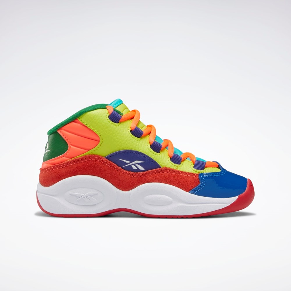 Reebok Question Mid Basketball Shoes - Preschool Pomarańczowe Żółte Fioletowe | YGBN-08371