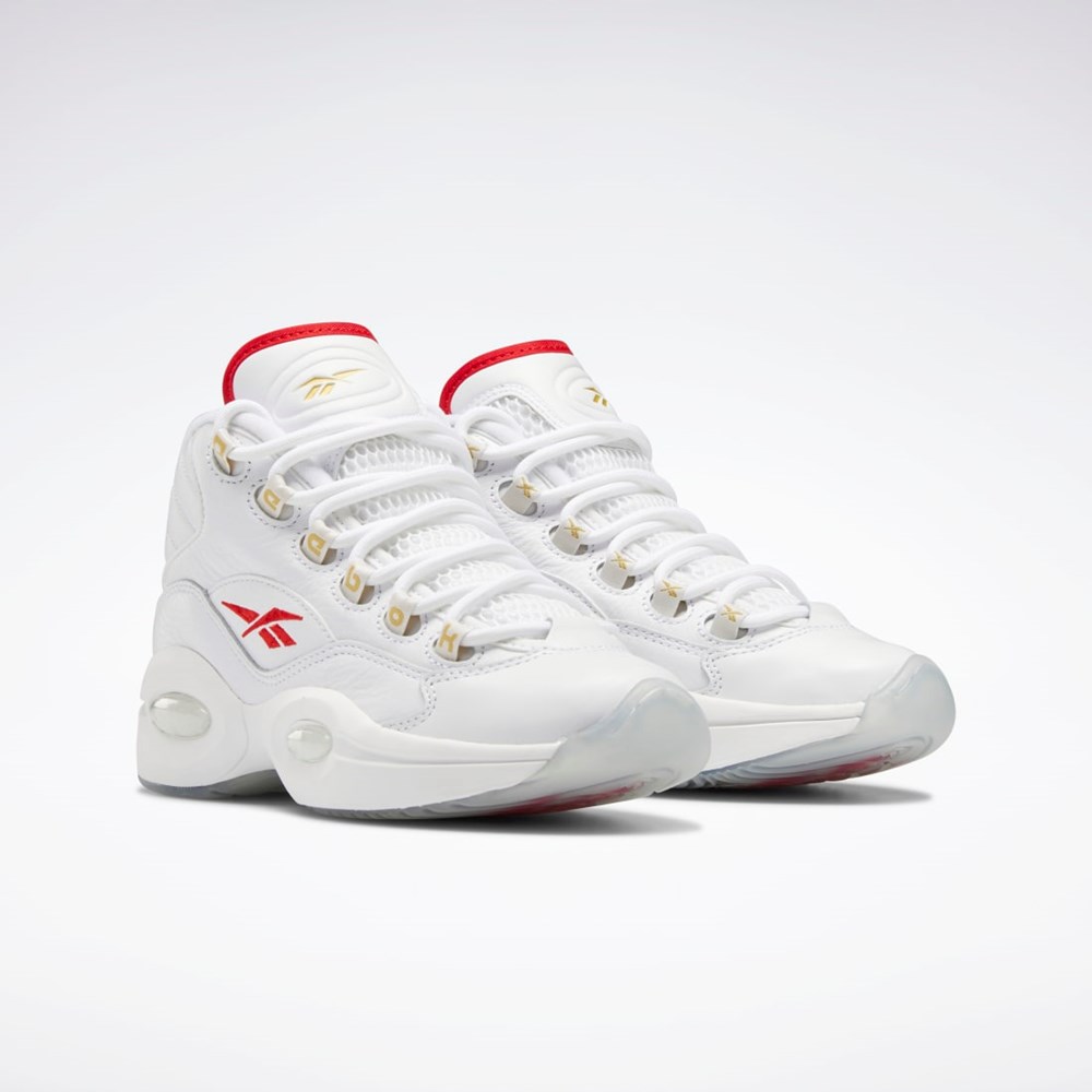 Reebok Question Mid Shoes - Grade School Białe Czerwone Białe | DCEO-63278