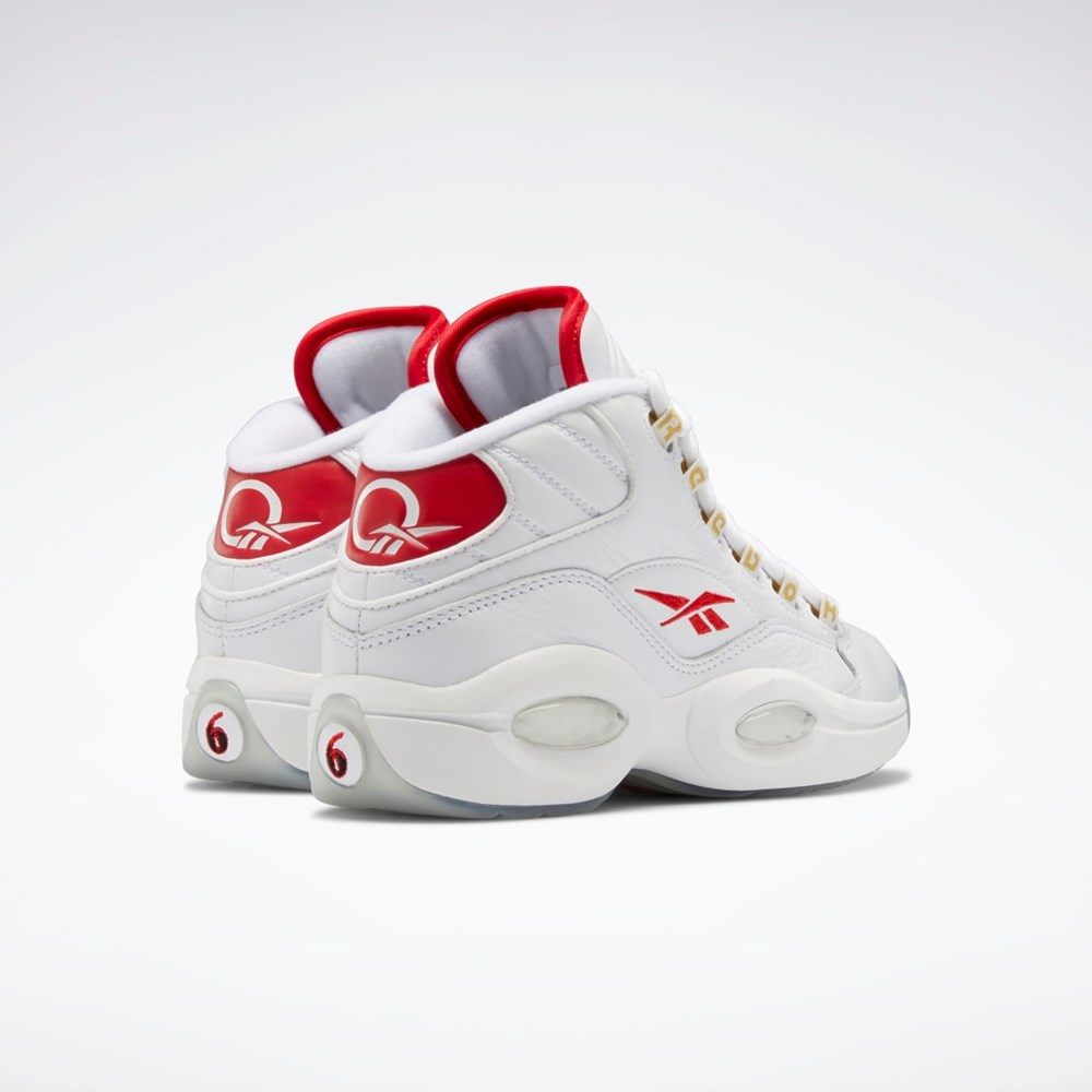 Reebok Question Mid Shoes - Grade School Białe Czerwone Białe | DCEO-63278