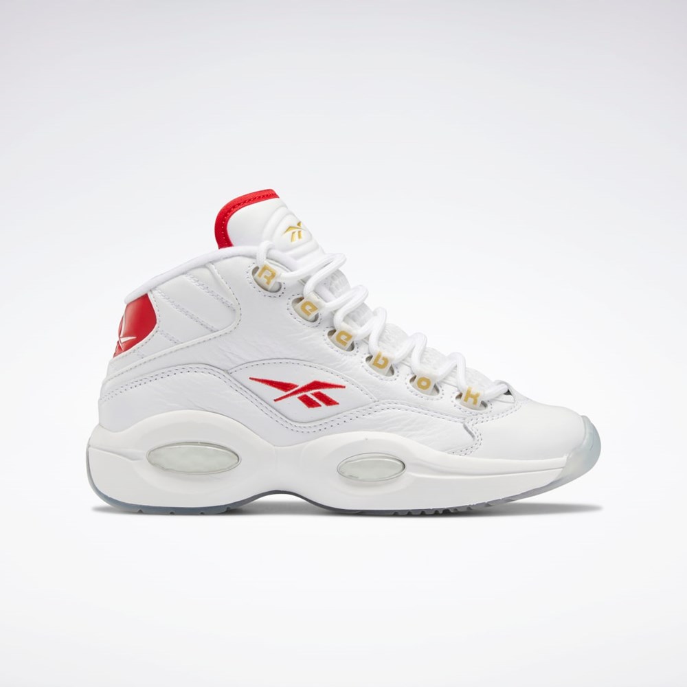 Reebok Question Mid Shoes - Grade School Białe Czerwone Białe | DCEO-63278