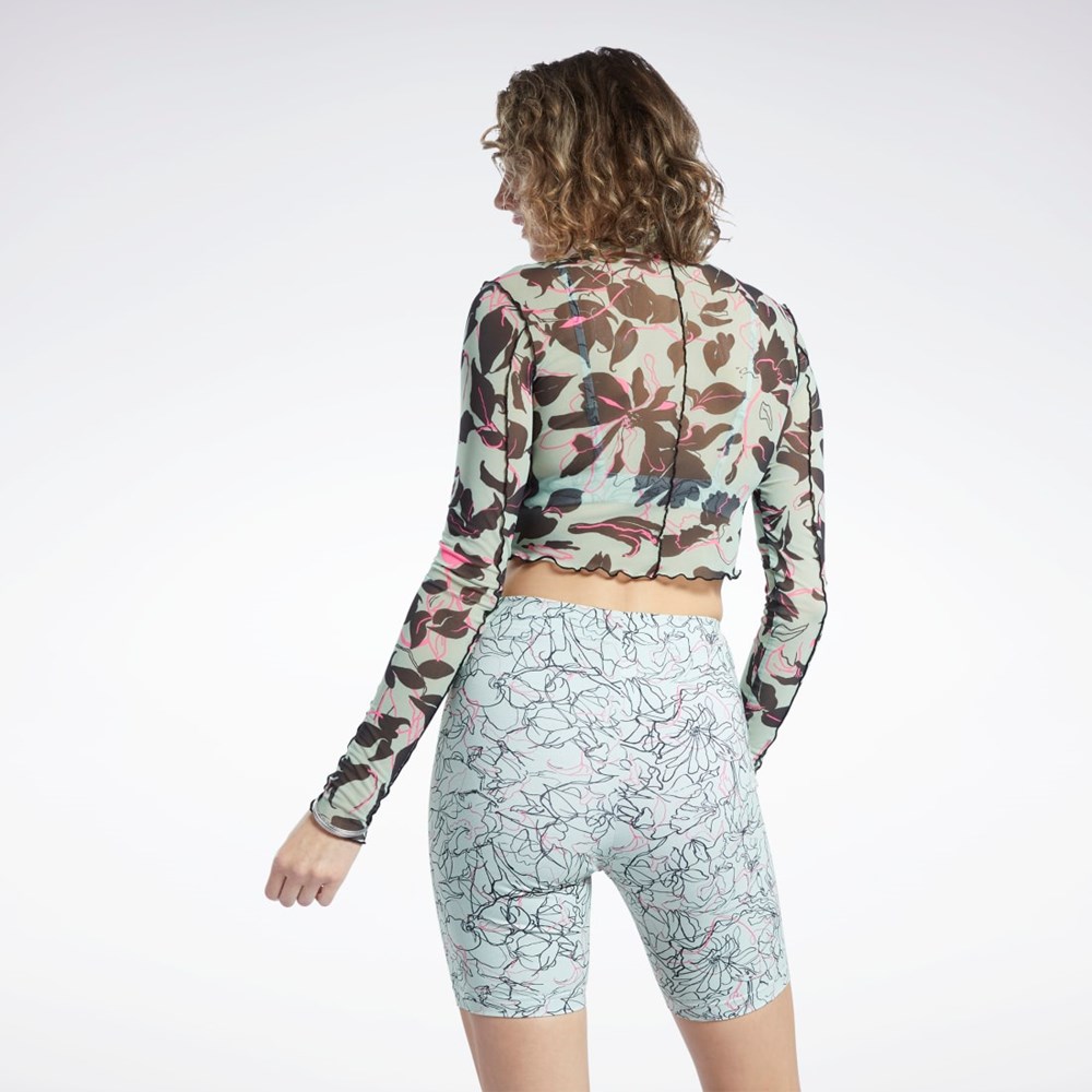 Reebok Reebok Classics Flourishing Floral Print Mesh Long Sleeve Shirt Głęboka | XOBI-86157