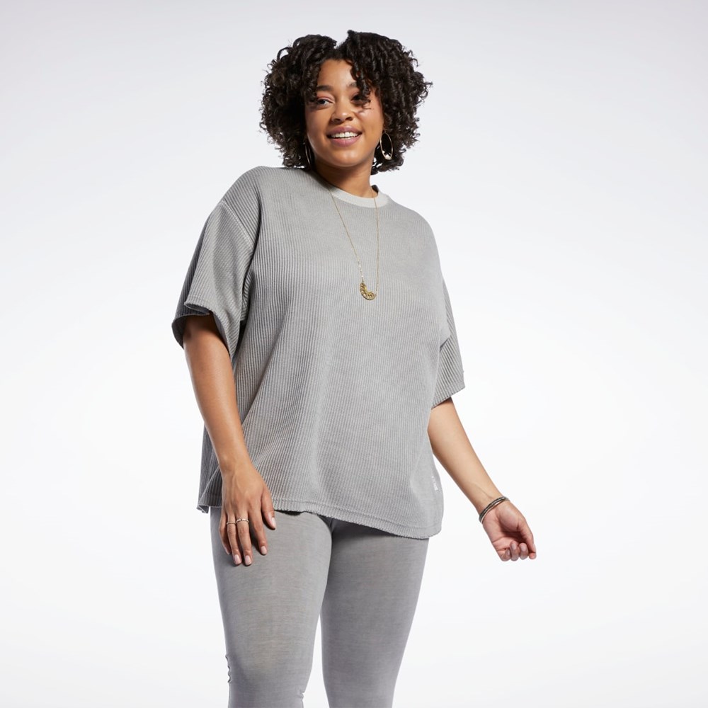 Reebok Reebok Classics Natural Dye Waffle T-Shirt (Plus Size) Szare | RTEM-64928