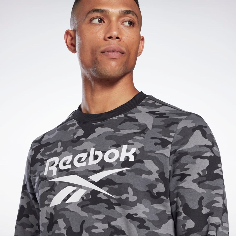 Reebok Reebok Identity Camo Big Logo Crew Sweatshirt Czarne | APJL-39781