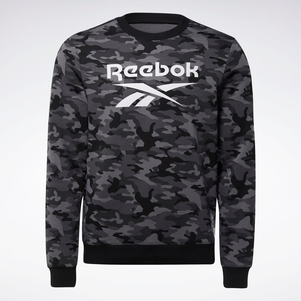 Reebok Reebok Identity Camo Big Logo Crew Sweatshirt Czarne | APJL-39781