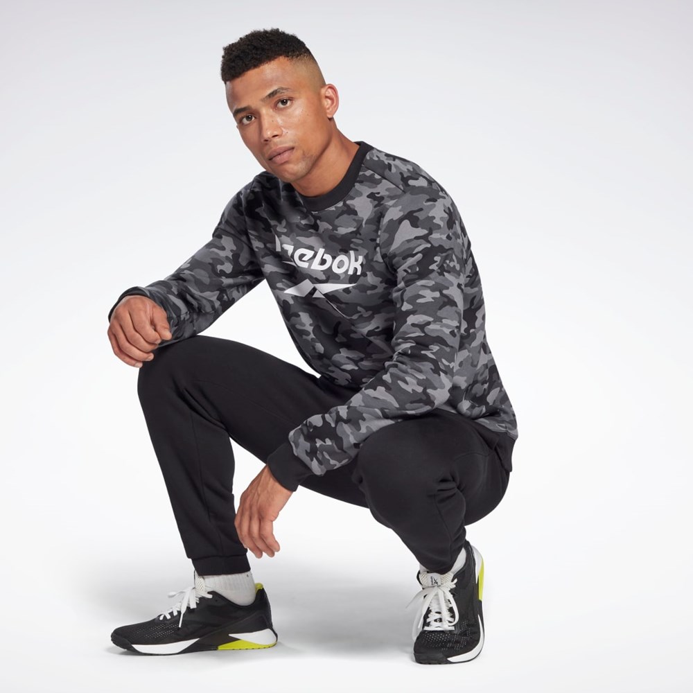 Reebok Reebok Identity Camo Big Logo Crew Sweatshirt Czarne | APJL-39781