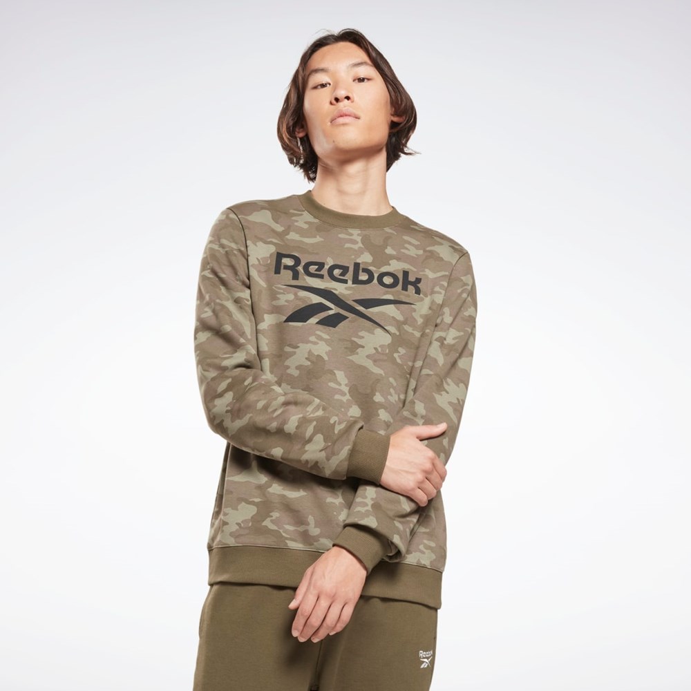 Reebok Reebok Identity Camo Big Logo Crew Sweatshirt Zielone | SZIN-49107