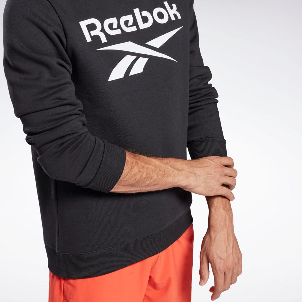 Reebok Reebok Identity Fleece Crew Sweatshirt Czarne Białe | LDGA-59426