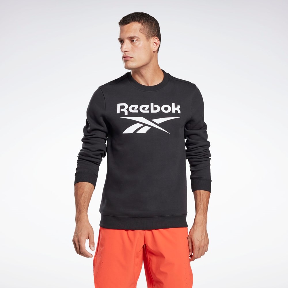 Reebok Reebok Identity Fleece Crew Sweatshirt Czarne Białe | LDGA-59426