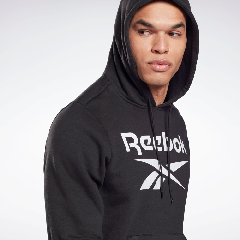 Reebok Reebok Identity Fleece Hoodie Czarne Białe | DVIM-47802