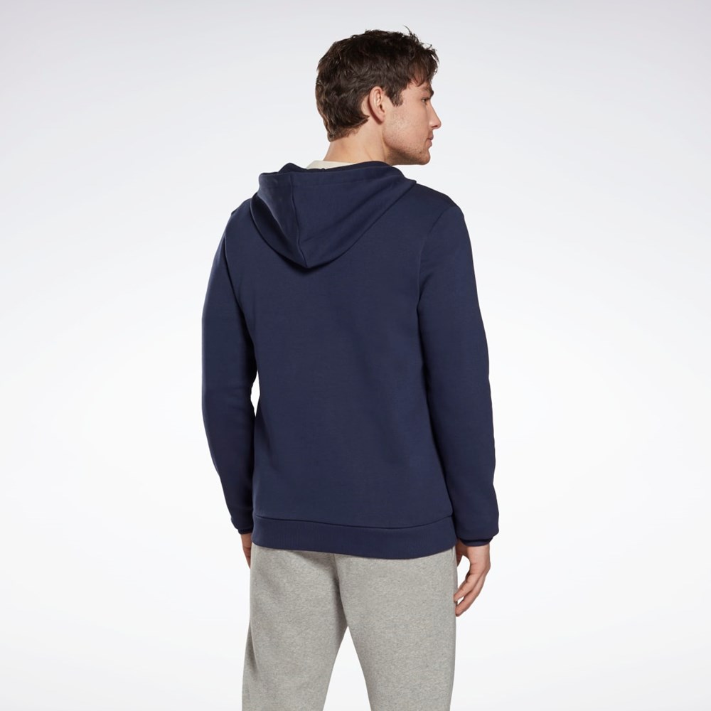 Reebok Reebok Identity Fleece Zip-Up Hoodie Granatowe | CYLI-76023