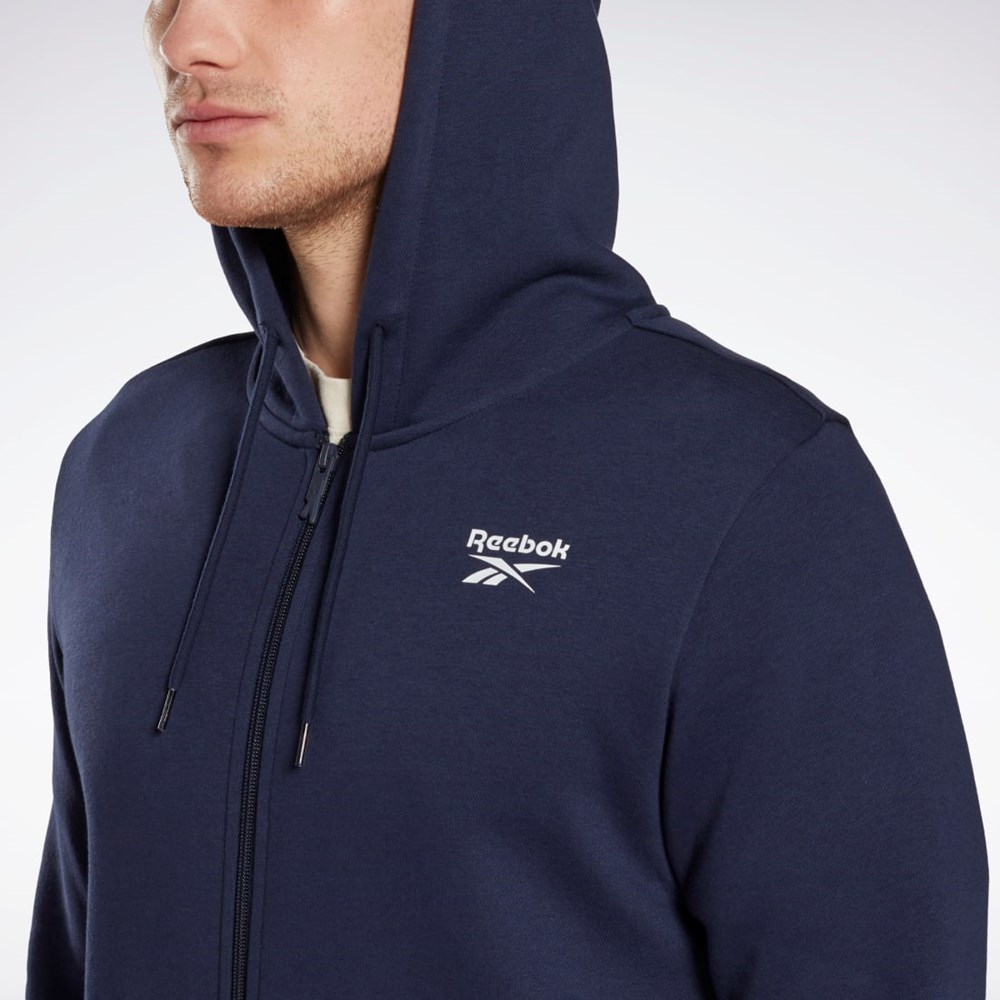 Reebok Reebok Identity Fleece Zip-Up Hoodie Granatowe | CYLI-76023