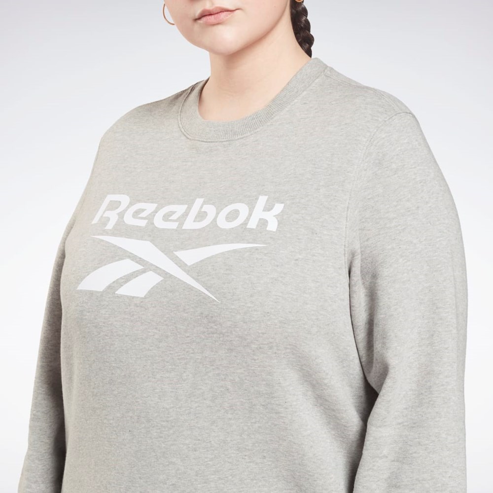 Reebok Reebok Identity Logo Fleece Crew Sweatshirt (Plus Size) Szare | ADGI-53278