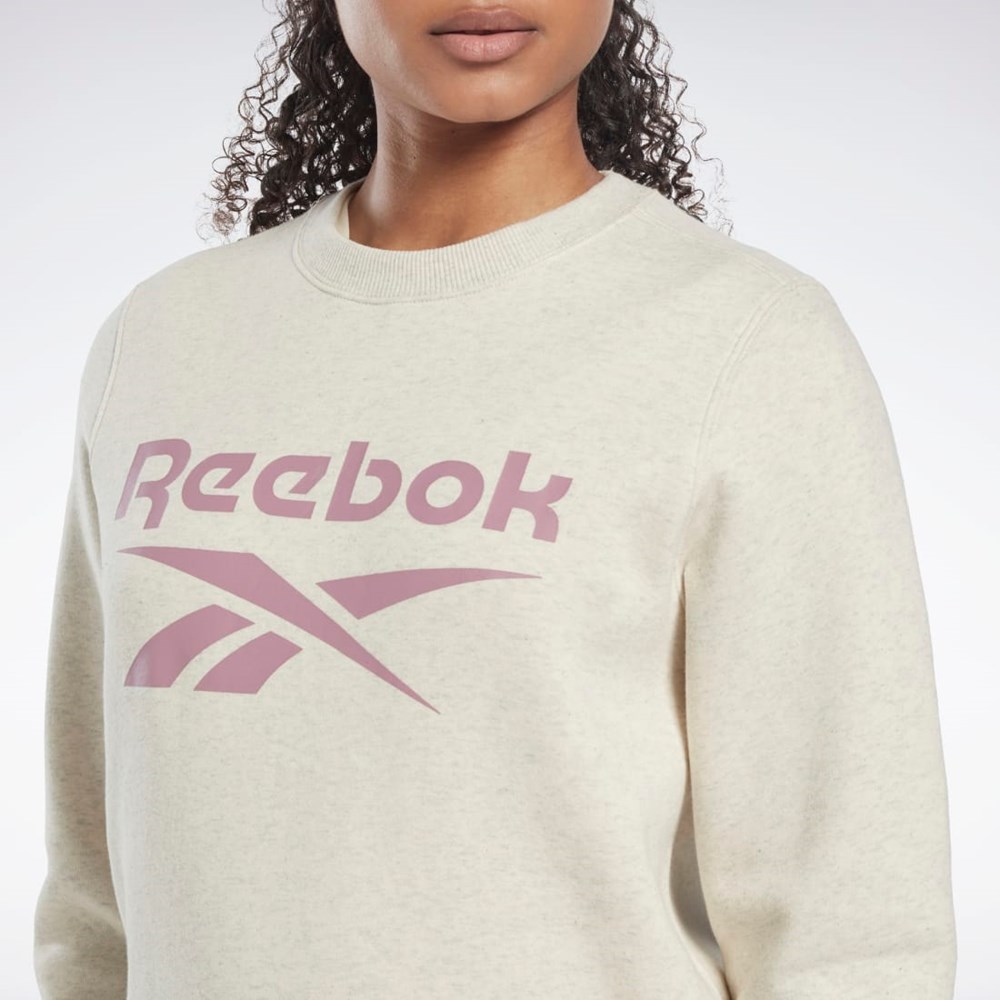 Reebok Reebok Identity Logo Fleece Crew Sweatshirt Białe | FRVP-82395