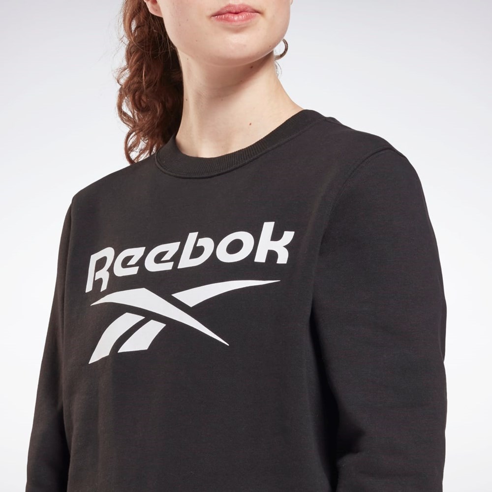 Reebok Reebok Identity Logo Fleece Crew Sweatshirt Czarne | MQUK-19486