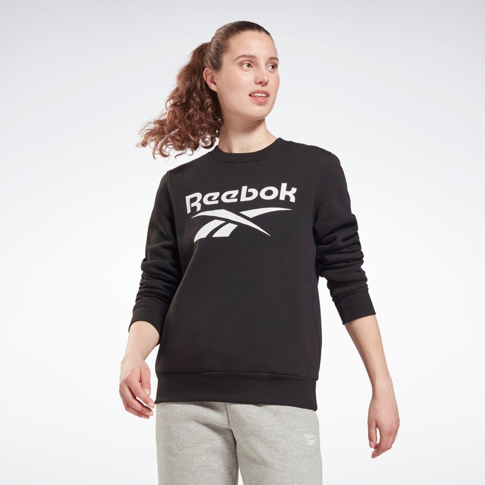 Reebok Reebok Identity Logo Fleece Crew Sweatshirt Czarne | MQUK-19486