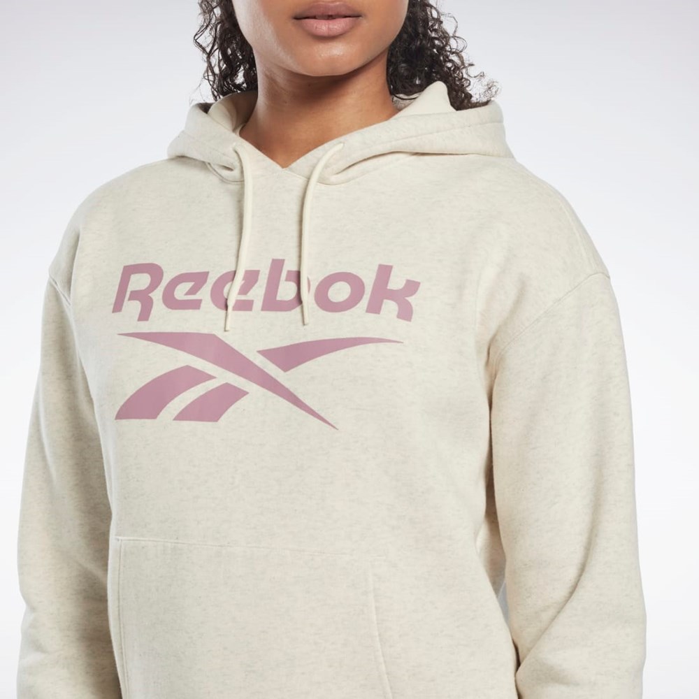 Reebok Reebok Identity Logo Fleece Pullover Hoodie Białe | EFPT-07156