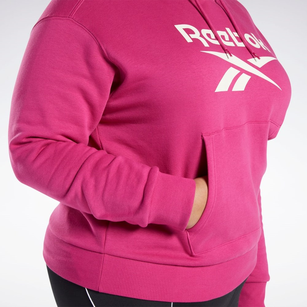 Reebok Reebok Identity Logo Fleece Pullover Hoodie (Plus Size) Różowe | GDFN-21356