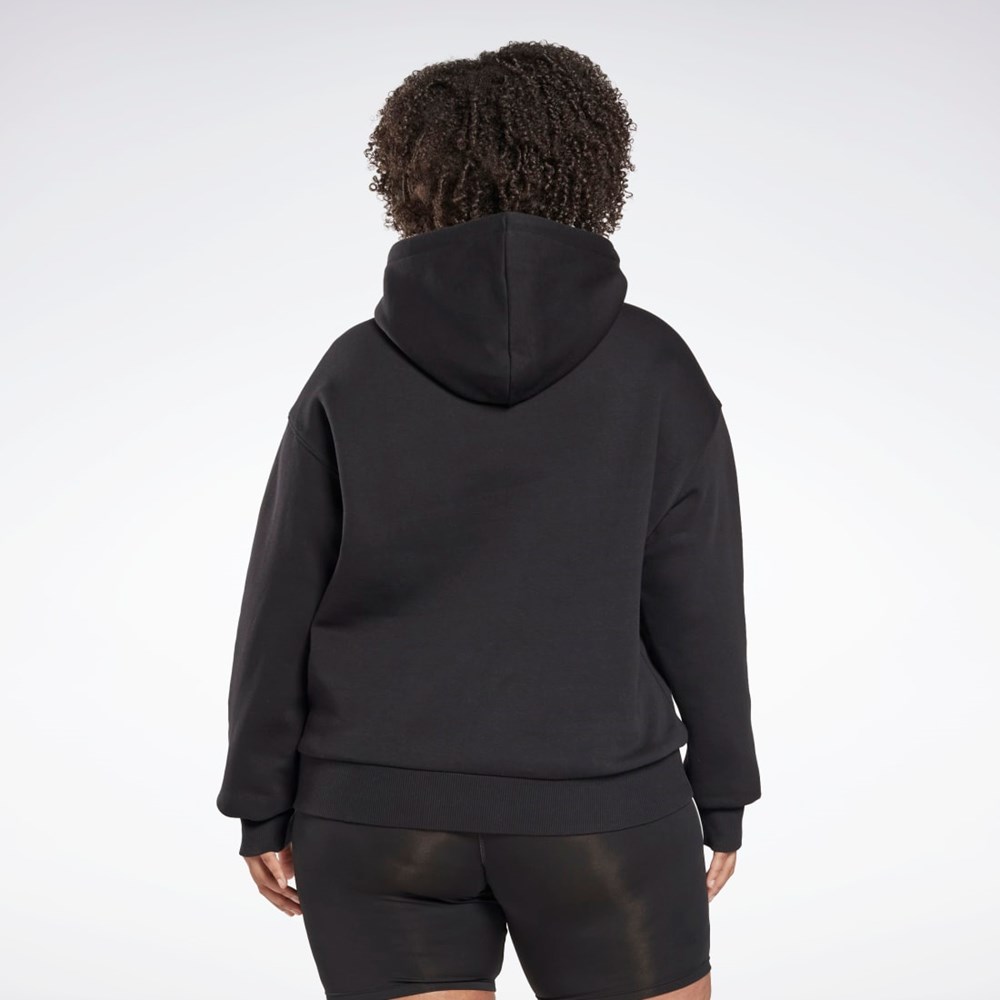 Reebok Reebok Identity Logo Fleece Pullover Hoodie (Plus Size) Czarne | QWUK-72190