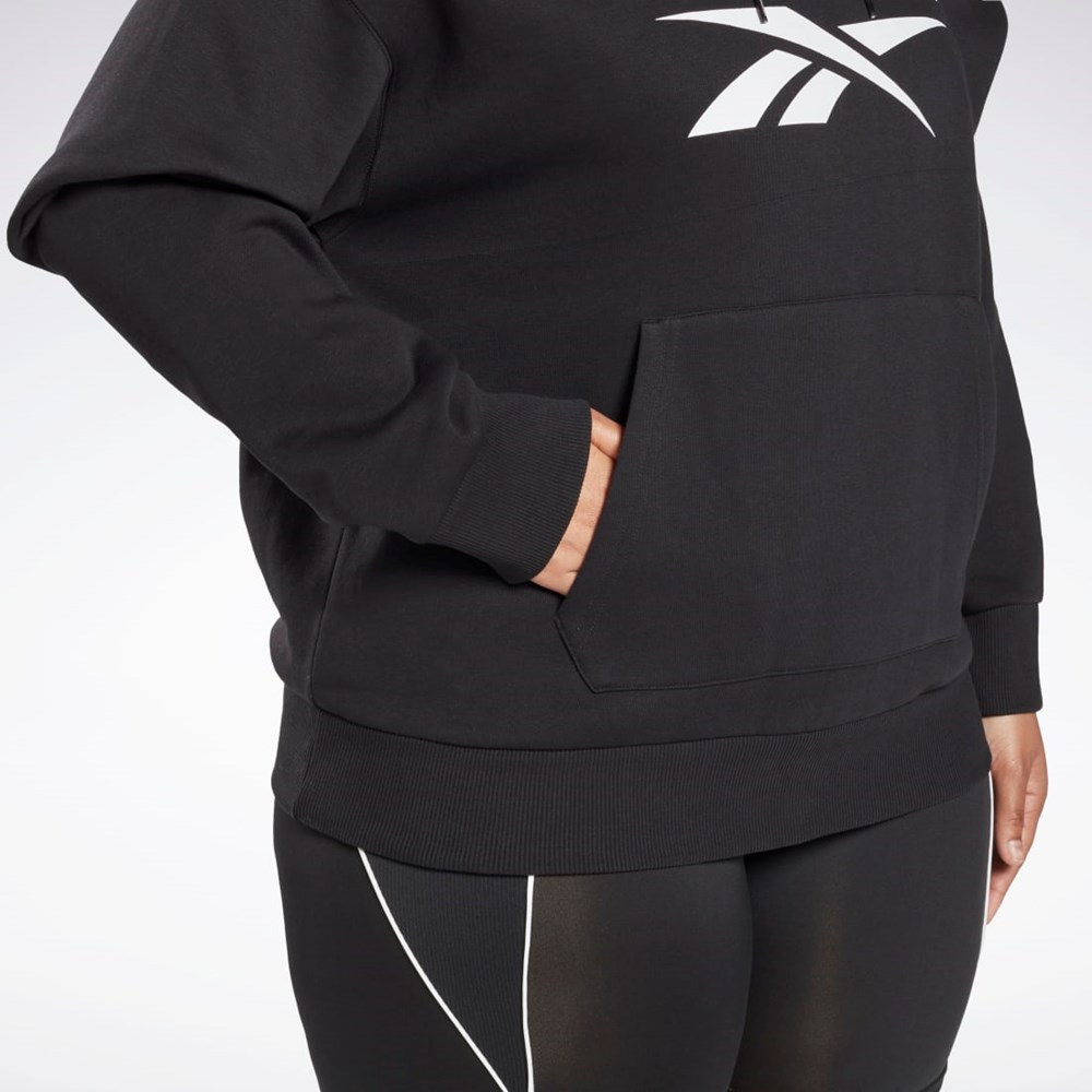 Reebok Reebok Identity Logo Fleece Pullover Hoodie (Plus Size) Czarne | QWUK-72190