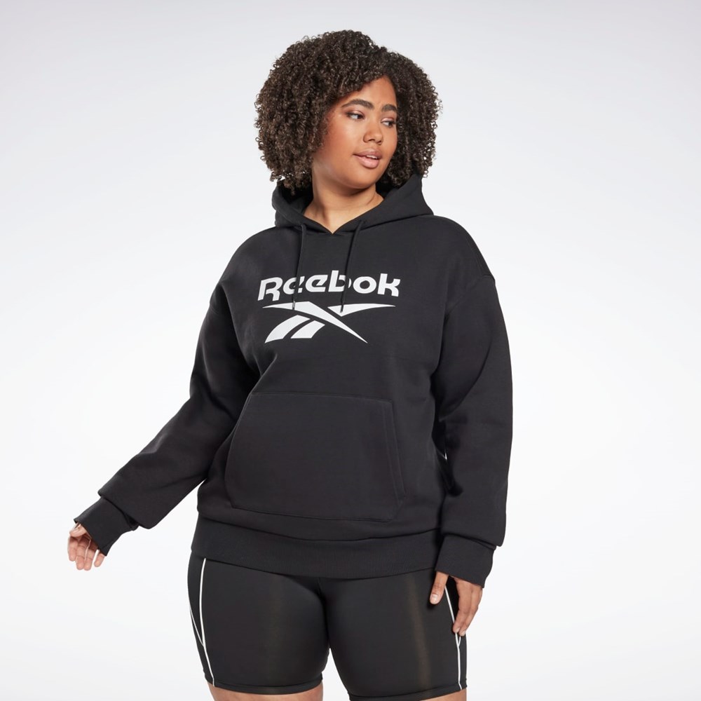 Reebok Reebok Identity Logo Fleece Pullover Hoodie (Plus Size) Czarne | QWUK-72190