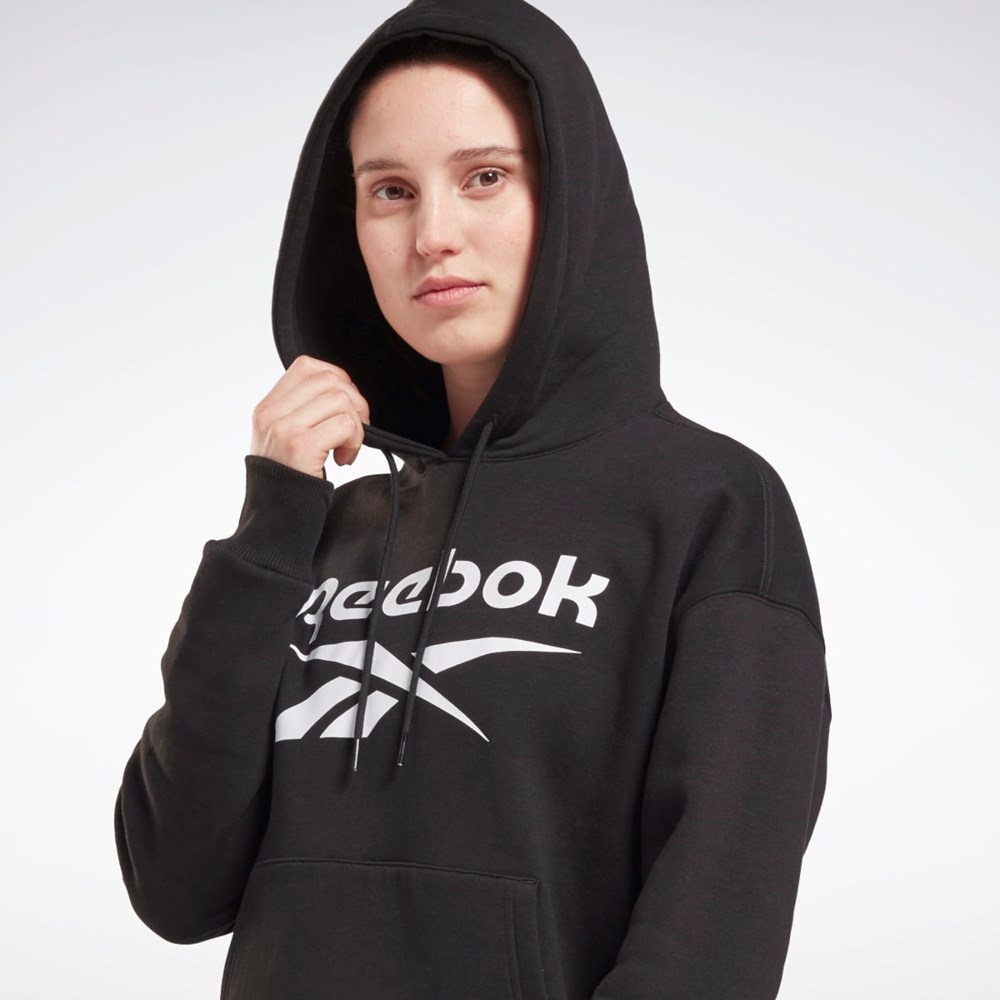 Reebok Reebok Identity Logo Fleece Pullover Hoodie Czarne | RNGW-74086