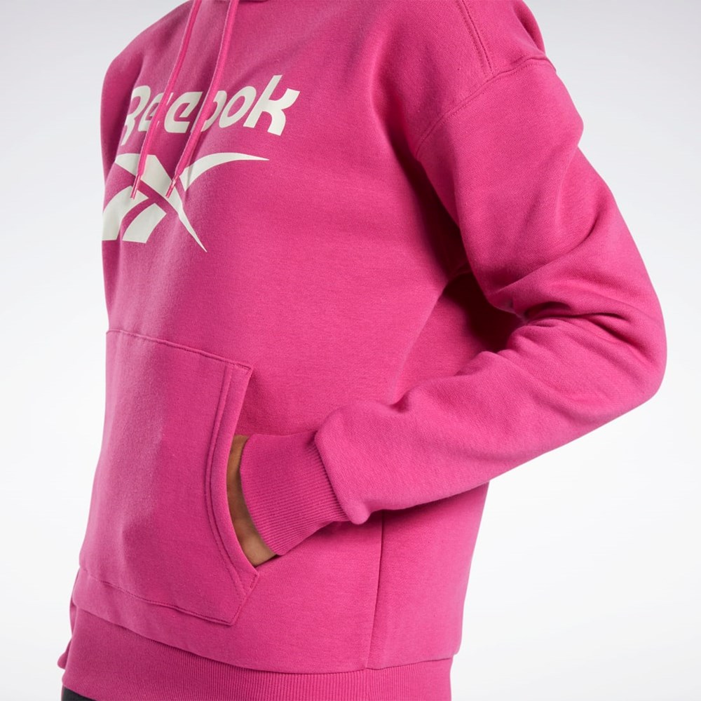 Reebok Reebok Identity Logo Fleece Pullover Hoodie Różowe | VTYF-58146