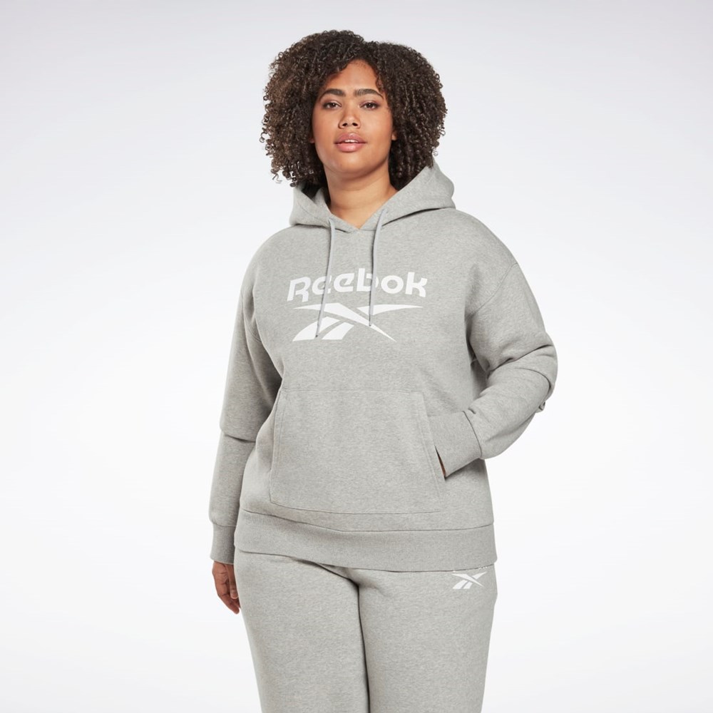 Reebok Reebok Identity Logo Fleece Pullover Hoodie (Plus Size) Szare | ZBAF-97058