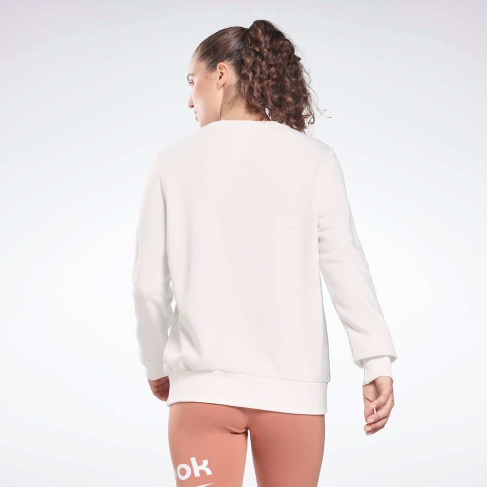 Reebok Reebok Identity Logo French Terry Crew Sweatshirt Białe Czarne | FLTP-95148