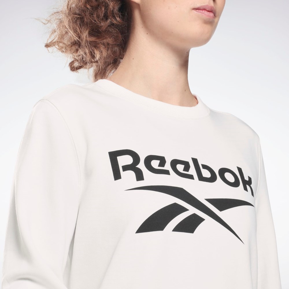 Reebok Reebok Identity Logo French Terry Crew Sweatshirt Białe Czarne | FLTP-95148