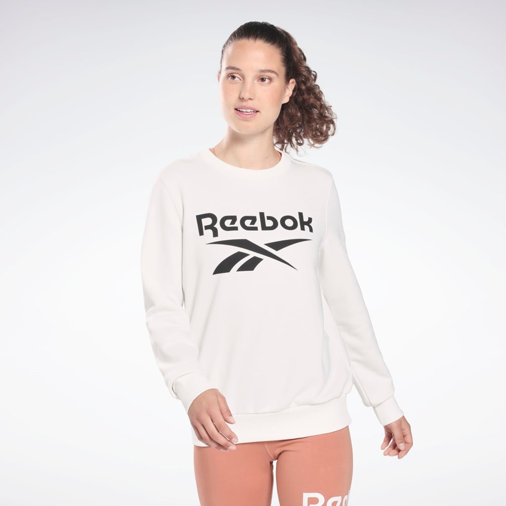 Reebok Reebok Identity Logo French Terry Crew Sweatshirt Białe Czarne | FLTP-95148