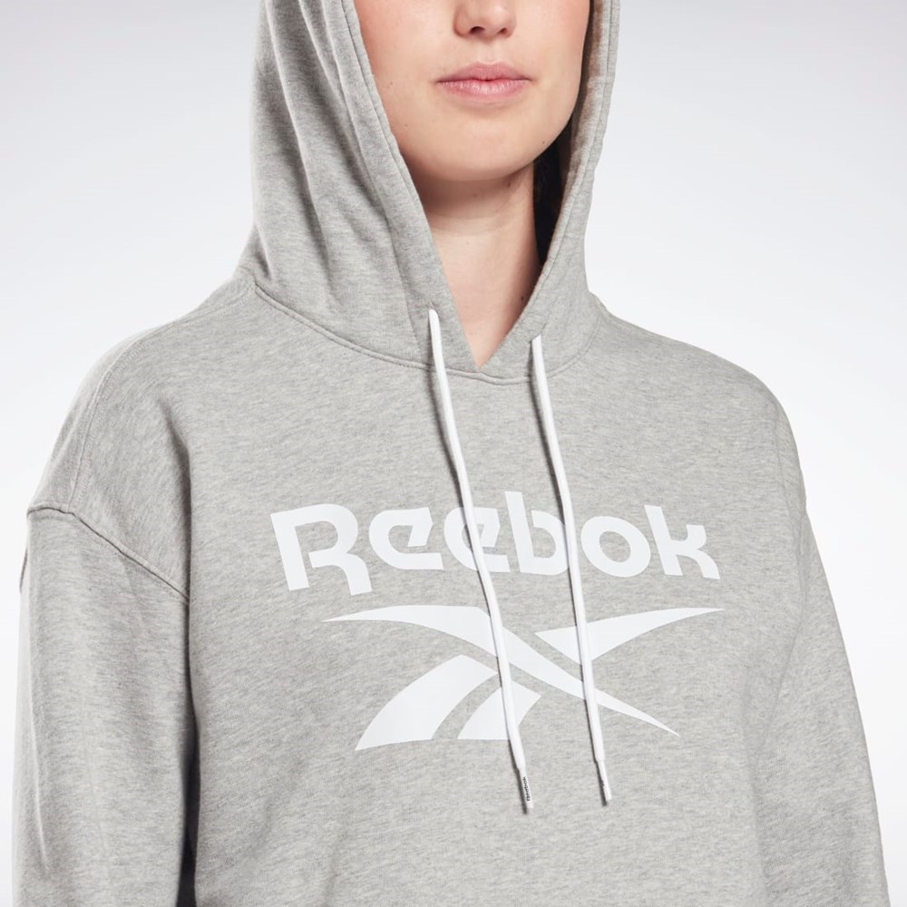 Reebok Reebok Identity Logo French Terry Hoodie Szare Białe Białe | MRDO-67532