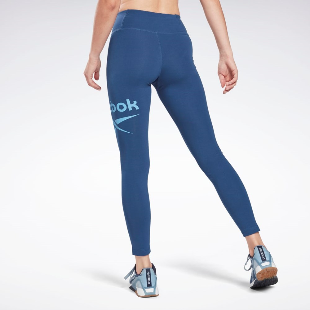 Reebok Reebok Identity Logo Leggings Niebieskie | IVKM-97352