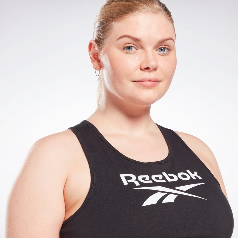 Reebok Reebok Identity Sports Bra (Plus Size) Czarne | BMQS-13702