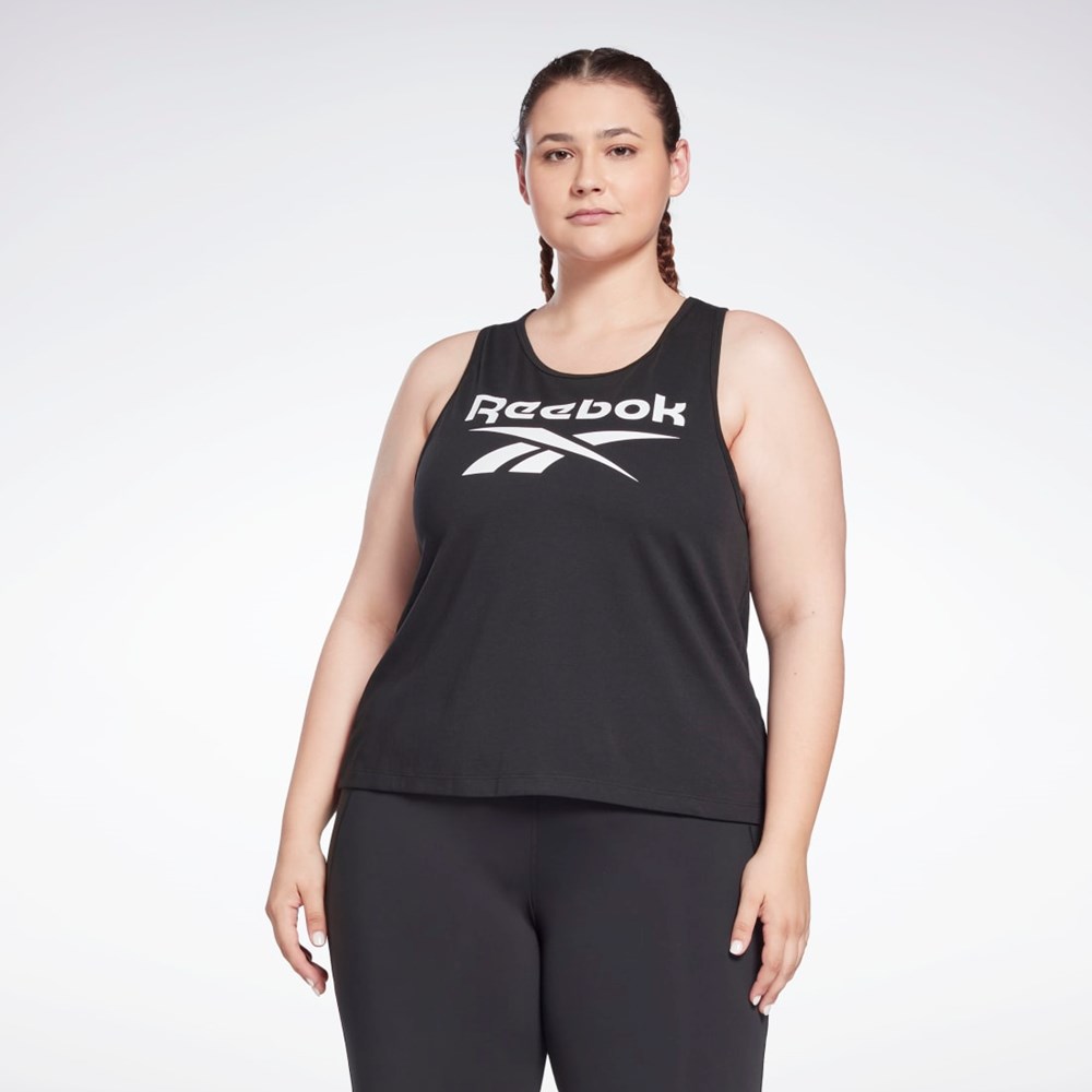 Reebok Reebok Identity Tank Top (Plus Size) Czarne | OZRF-80217