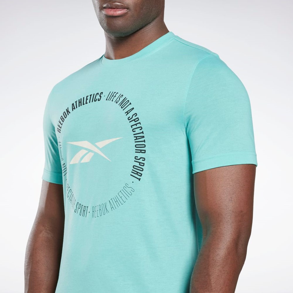 Reebok Reebok Life Is Not a Spectator Sportowe Grafiką T-Shirt Semi Classic Teal | TWZL-59423