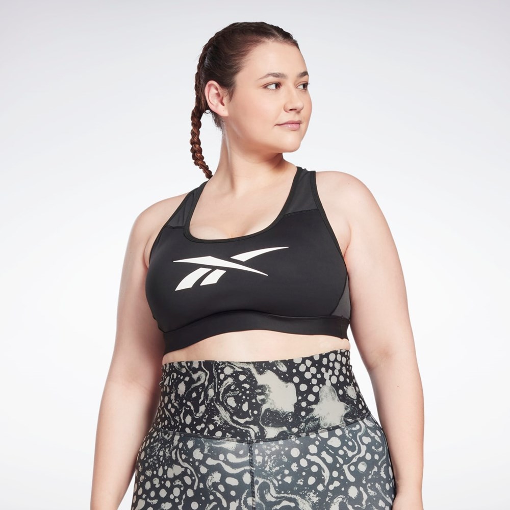 Reebok Reebok Lux Vector Racer Sports Bra (Plus Size) Czarne | BKML-25864