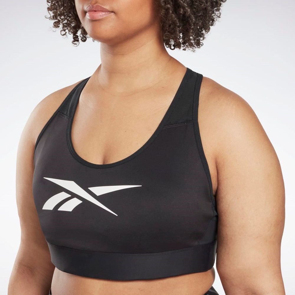 Reebok Reebok Lux Vector Racer Sports Bra (Plus Size) Czarne | EGOW-53492