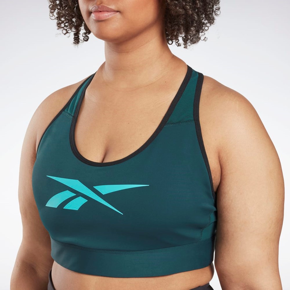 Reebok Reebok Lux Vector Racer Sports Bra (Plus Size) Zielone | GKYA-87590