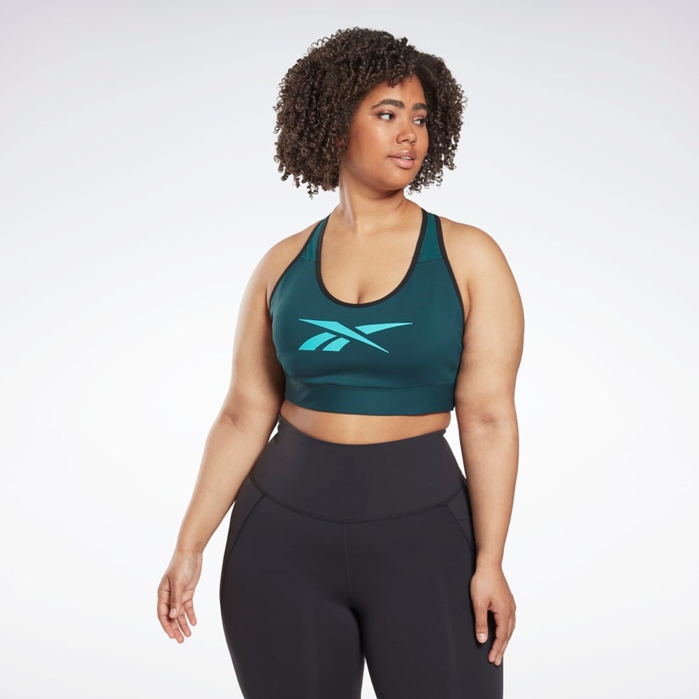 Reebok Reebok Lux Vector Racer Sports Bra (Plus Size) Zielone | GKYA-87590