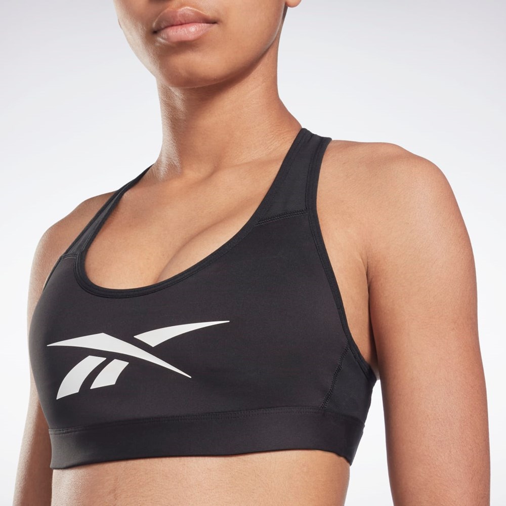 Reebok Reebok Lux Vector Racer Sports Bra Czarne | OGRM-53042