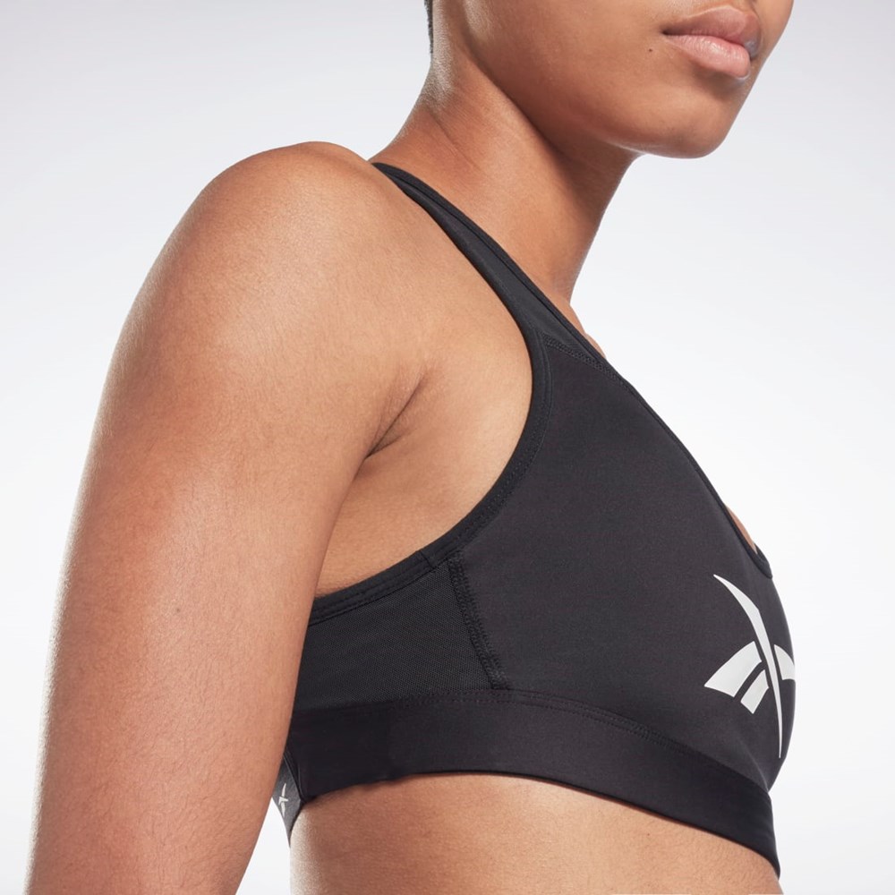 Reebok Reebok Lux Vector Racer Sports Bra Czarne | OGRM-53042